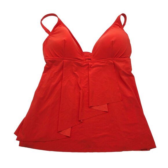 Beyond Control Habanero Red Swim Tankini Top Adjustable Straps Flowy Design 14 - Picture 3 of 6